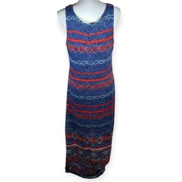 Ronni Nicole red and blue lace maxi dress in size 12 EUC - Picture 5 of 6